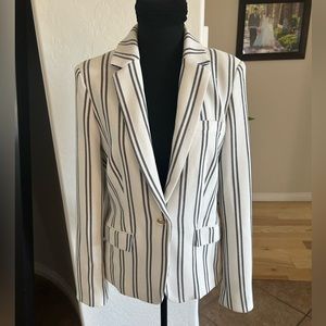 HARVE’ BERNARD STRIPED BLAZER (10); ivory/navy